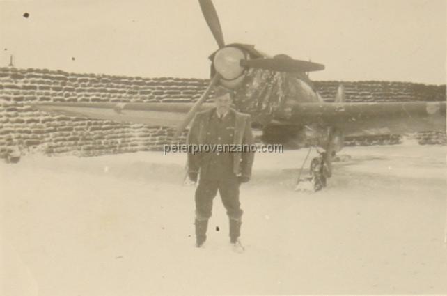 Peter Provenzano Photo Album Image_copy_061.jpg - Charles Bateman in front of a Hawker Hurricane I.  RAF Station Kirton Lindsey, winter of 1941.